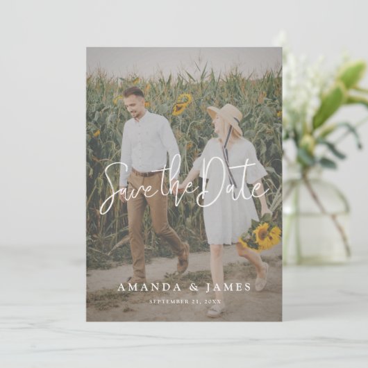 Save The Date Simple élégant Mariage photo de script moderne (Debout devant)