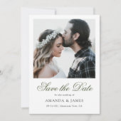 Save The Date Simple Elegant Mariage photo de script vert (Devant)