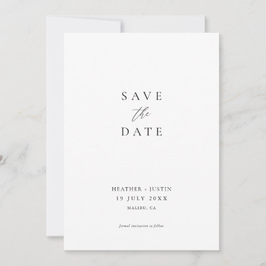 Save The Date Simple Élégant Mariage Photo Enregistrer La Date (Devant)