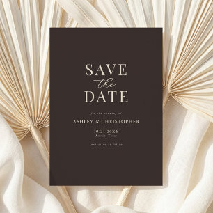Save The Date Simple Élégant Marron Photo Mariage Enregistrer la