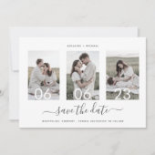Save The Date Simple Elegant Minimal 4 Photo Collage Mariage (Devant)