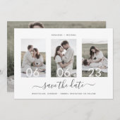 Save The Date Simple Elegant Minimal 4 Photo Collage Mariage (Devant / Derrière)