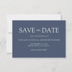 Save The Date Simple Elegant Modern Blue Wedding Enregistrer la