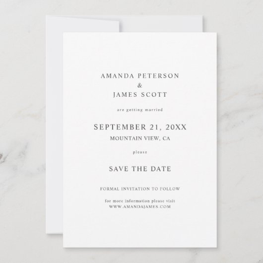 Save The Date Simple Elegant Modern Script Photo Enregistrer la (Dos)