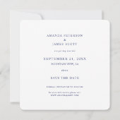 Save The Date Simple Elegant Moderne Bleu Script Mariage photo (Dos)