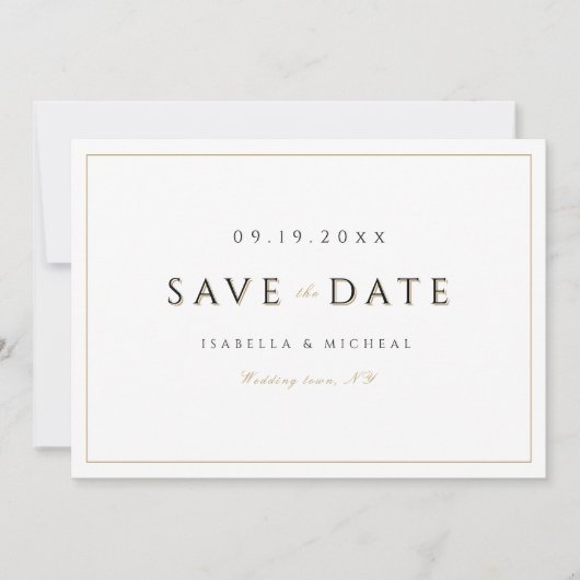 Save The Date Simple Élégant Moderne Classique Luxe Économisez L (Devant)