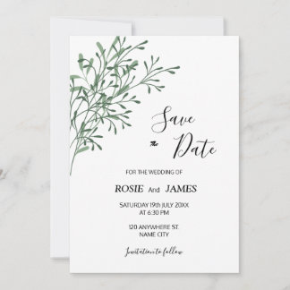 Save The Date Simple Elégant Moderne de la verdure Sauvez la dat