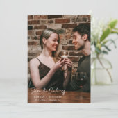 Save The Date Simple Elégant moderne Emerald vert QR Code photo (Debout devant)