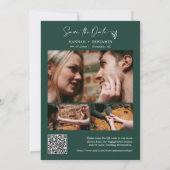Save The Date Simple Elégant moderne Emerald vert QR Code photo (Dos)