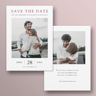 Save The Date Simple Elegant Moderne Mariage photo Bourgogne