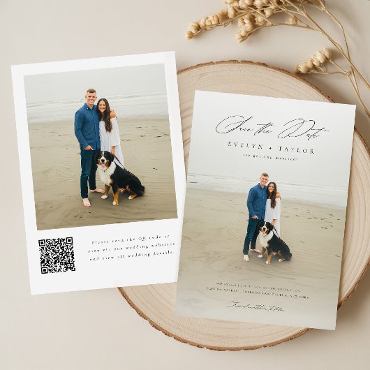 Save The Date Simple Élégant Moderne Mariage Photo Code QR