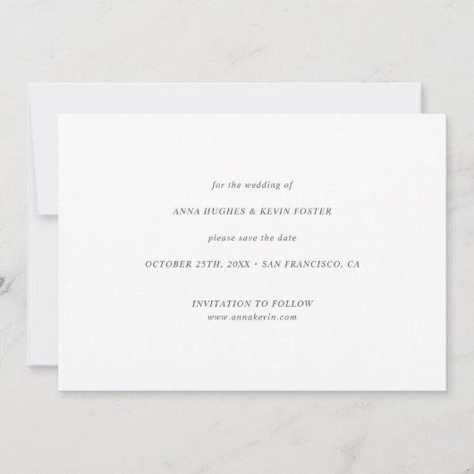 Save The Date Simple Elegant moderne Mariage photo de script noi (Dos)