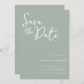 Save The Date Simple élégant moderne Mariage vert Sage (Devant / Derrière)
