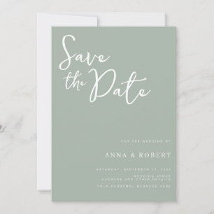 Save The Date Simple élégant moderne Mariage vert Sage