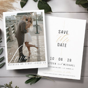 Save The Date Simple Elegant Moderne Photo blanche Mariage chrét