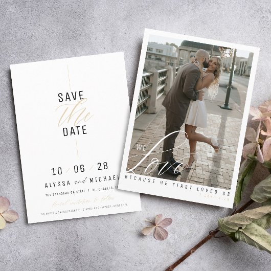 Save The Date Simple Elegant Moderne Photo blanche Mariage chrét
