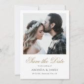 Save The Date Simple Elegant Moderne Script Or Photo personnalis (Devant)