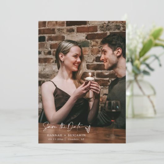 Save The Date Simple Elegant Moderne Terracotta QR Code Photo (Debout devant)