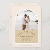 Save The Date Simple Elégant Moderne Tons Terre Mariage beige (Devant / Derrière)