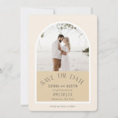 Save The Date Simple Elégant Moderne Tons Terre Mariage beige (Devant)