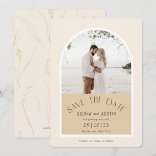 Save The Date Simple Elégant Moderne Tons Terre Mariage beige