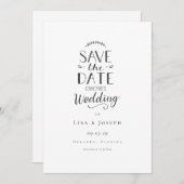 Save The Date Simple élégant noir et blanc Enregistrer la date (Devant / Derrière)