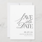 Save The Date Simple Elegant noir et blanc Mariage chic (Devant)
