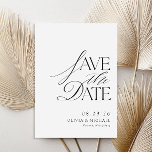 Save The Date Simple Elegant noir et blanc Mariage chic