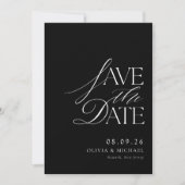 Save The Date Simple Elegant noir et blanc Mariage chic (Devant)