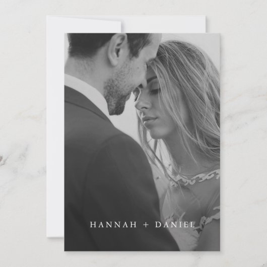 Save The Date Simple Elegant noir et blanc photo (Devant)