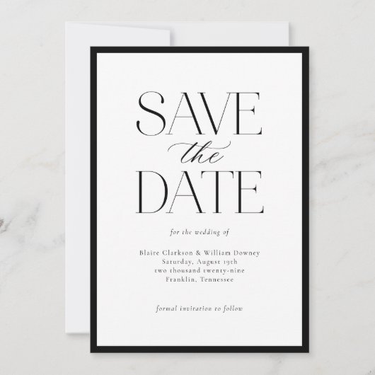 Save The Date Simple Elegant noir noir photo Script (Devant)