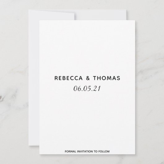 Save The Date simple élégant non photo enregistrer la date (Dos)