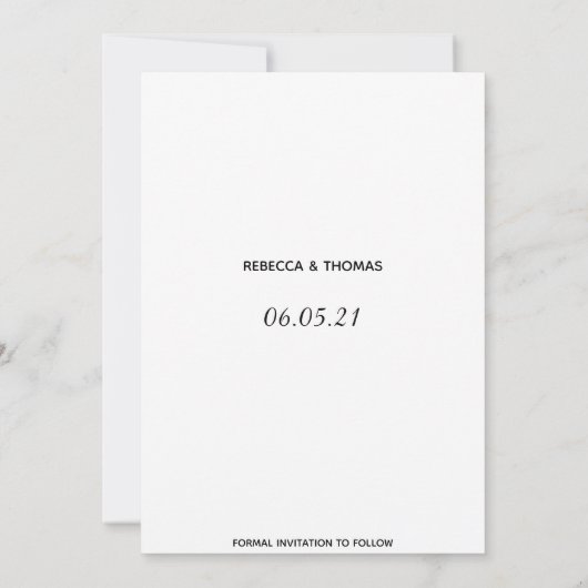 Save The Date simple élégant non photo enregistrer la date (Dos)