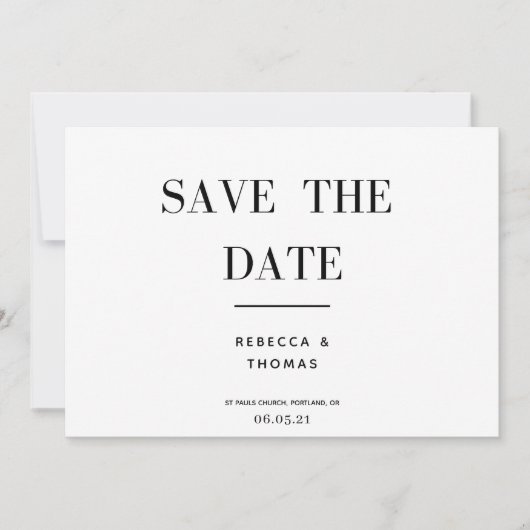 Save The Date simple élégant non photo enregistrer la date (Devant)