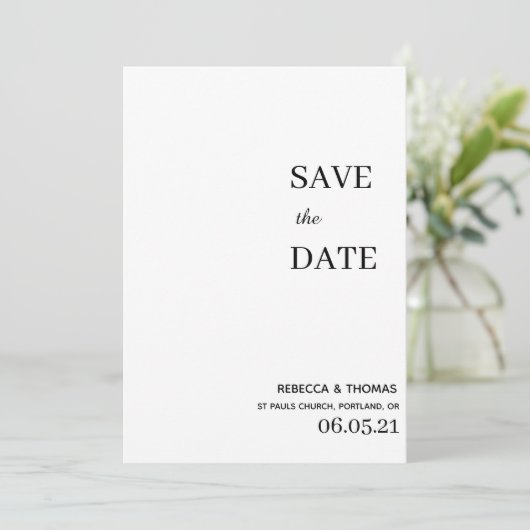 Save The Date simple élégant non photo enregistrer la date (Debout devant)