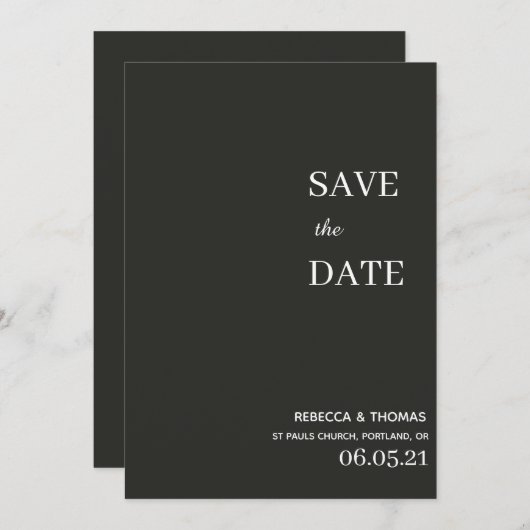 Save The Date simple élégant non photo enregistrer la date (Devant / Derrière)