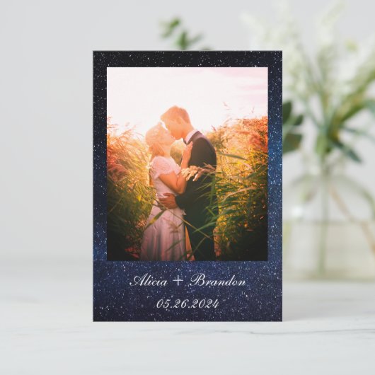 Save The Date Simple Elégant Photo Galaxy Céleste Texte Mariage (Debout devant)