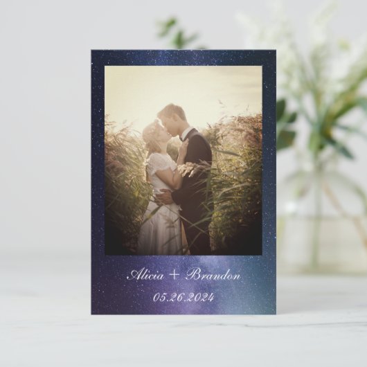 Save The Date Simple Elégant Photo Galaxy Céleste Texte Mariage (Debout devant)