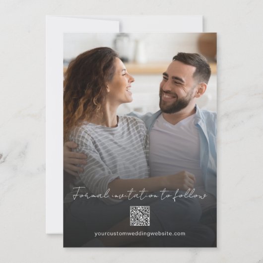 Save The Date Simple Elegant Photo moderne QR Code Mariage (Dos)