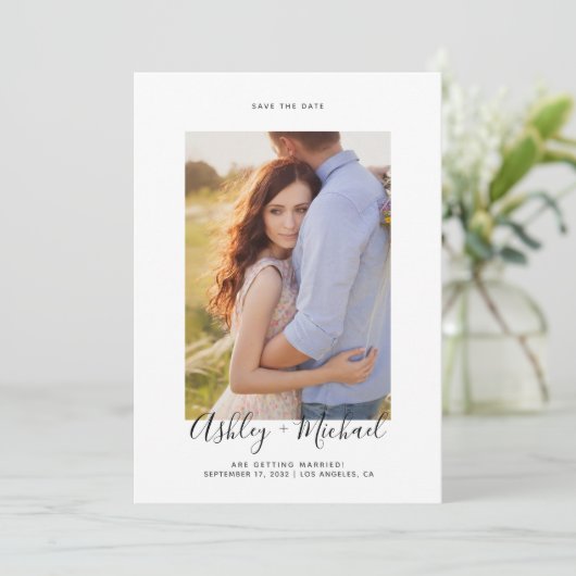 Save The Date Simple Elegant Photo QR Code Mariage (Debout devant)