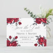 Save The Date Simple Elegant Rose Floral Mariage (Debout devant)