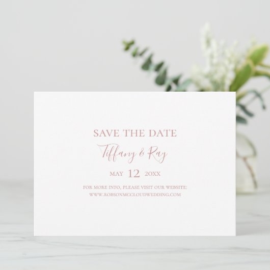 Save The Date Simple Elegant Rose Gold Horizontal Enregistrer la (Debout devant)