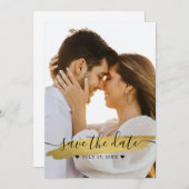 Save The Date Simple Elegant Rustic Gold Enregistrer La Date Pho (Devant / Derrière)