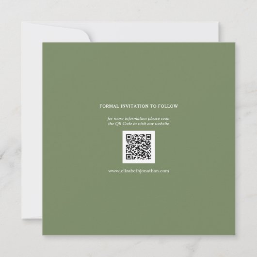 Save The Date Simple Elegant Sage Green Couple Mariage photo (Dos)