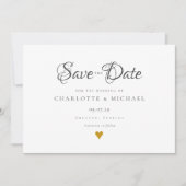 Save The Date Simple Élégant Script Cœur Doré Enregistrer La Dat (Devant)