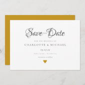 Save The Date Simple Élégant Script Cœur Doré Enregistrer La Dat (Devant / Derrière)