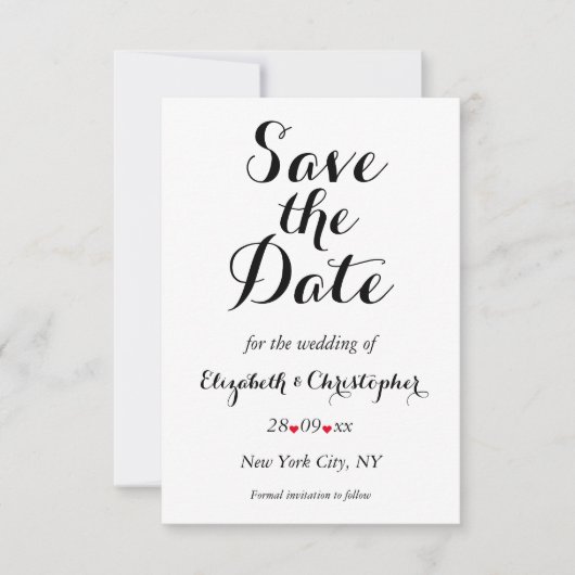 Save The Date Simple Élégant Script Mariage Blanc Engagement (Devant)