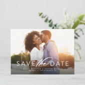 Save The Date Simple élégant script photo enregistrer la date (Debout devant)