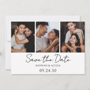 Save The Date Simple Élégant Script Photo LGBTQ