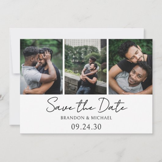 Save The Date Simple Élégant Script Photo LGBTQ (Devant)